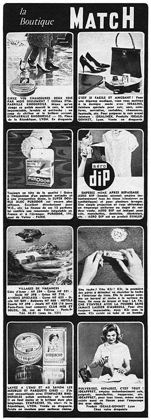 Publicité Boutique Match 1962