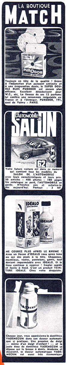 Publicité Boutique Match 1962