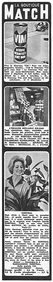 Publicité Boutique Match 1963