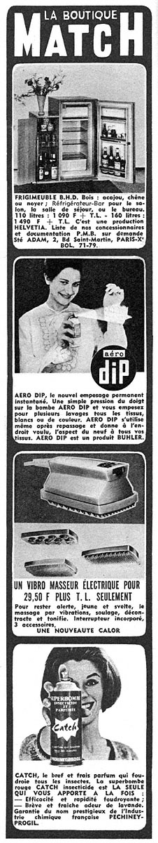 Publicité Boutique Match 1963