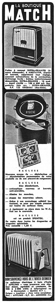 Publicité Boutique Match 1963