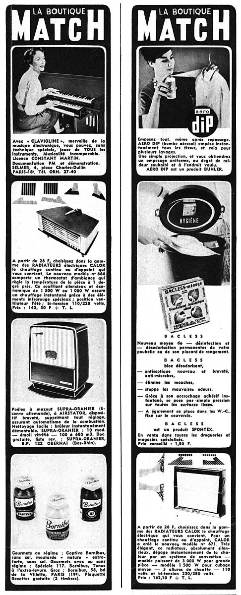 Publicité Boutique Match 1963