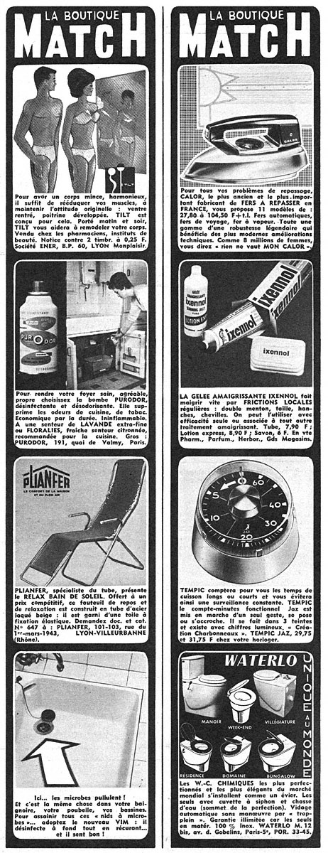 Publicité Boutique Match 1964
