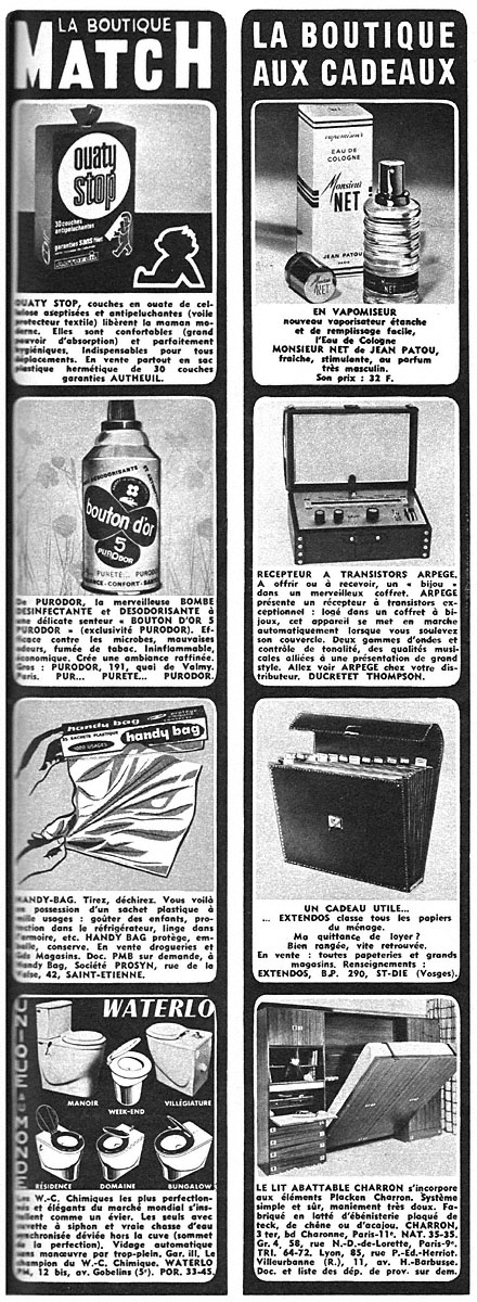 Publicité Boutique Match 1965