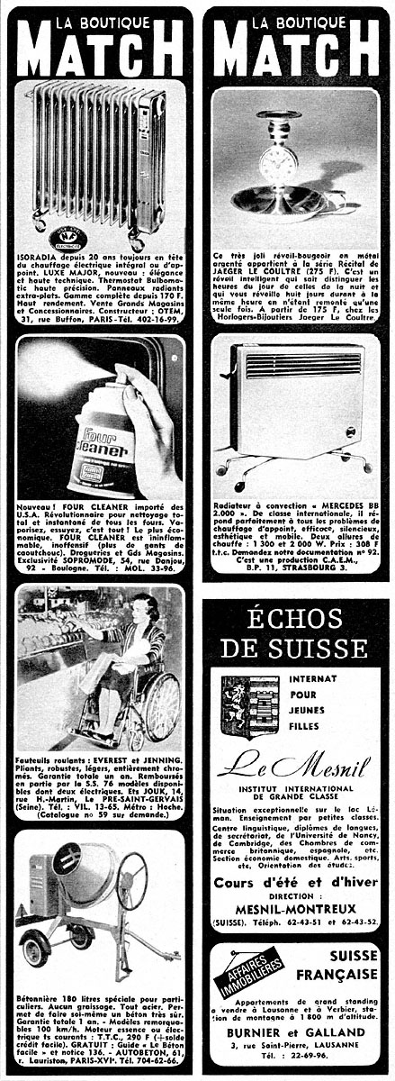 Publicit� Boutique Match 1966