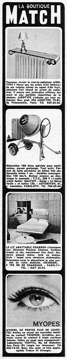 Publicité Boutique Match 1966