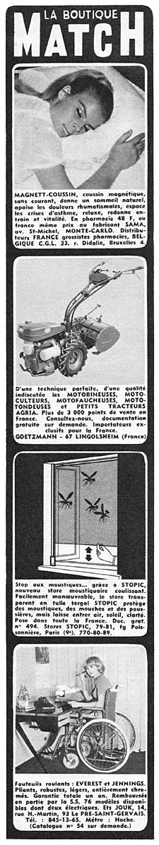 Publicit� Boutique Match 1967