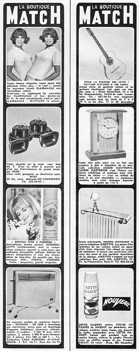 Publicit� Boutique Match 1967