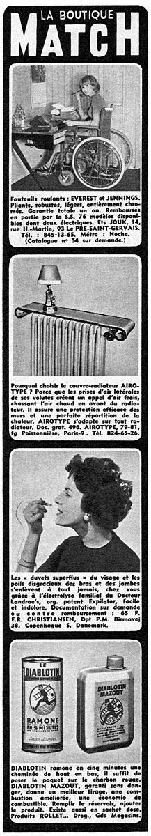 Publicité Boutique Match 1968