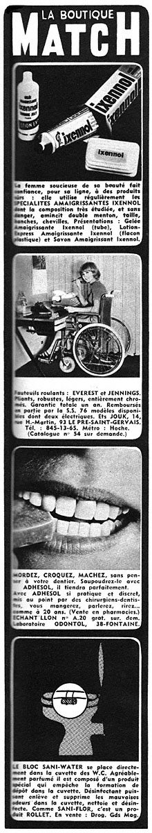 Publicité Boutique Match 1968