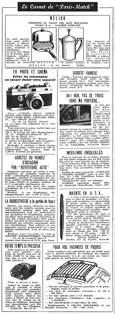 Publicité Carnets Match 1951