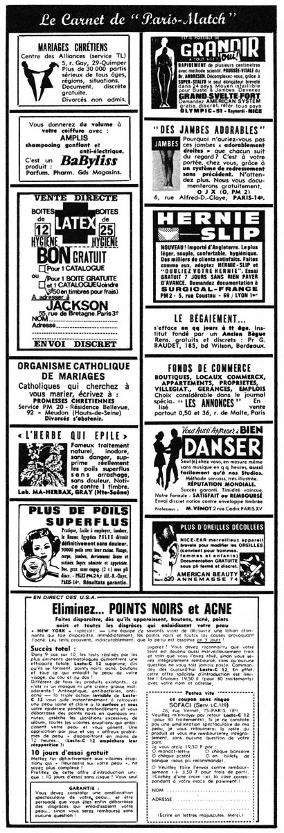 Publicité Carnets Match 1969