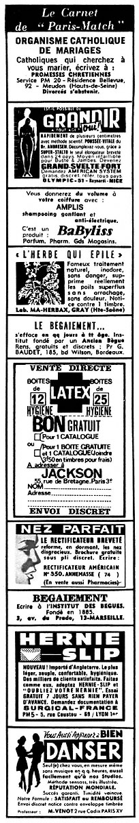 Publicit� Carnets Match 1969