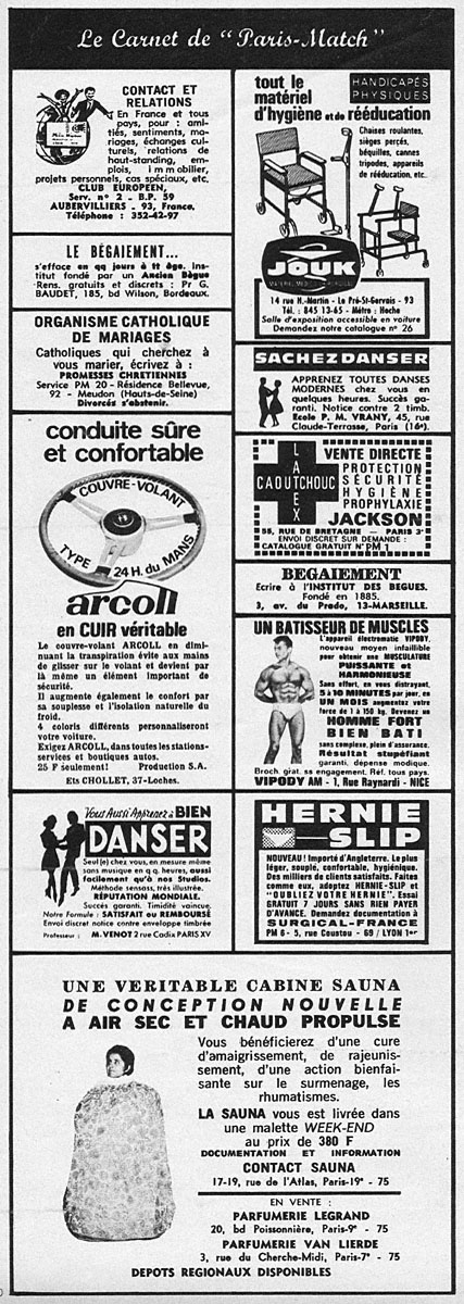 Publicité Carnets Match 1969