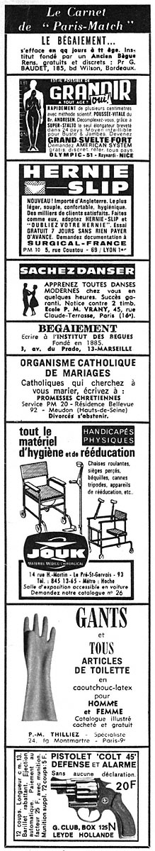 Publicité Carnets Match 1969