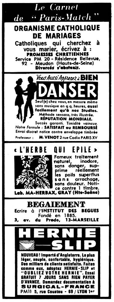 Publicit� Carnets Match 1969