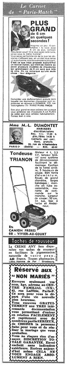 Publicit� Carnets Match 1970