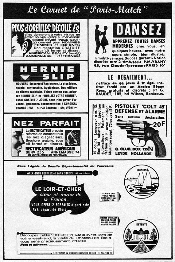 Publicité Carnets Match 1970
