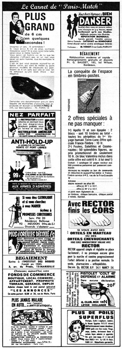 Publicité Carnets Match 1970