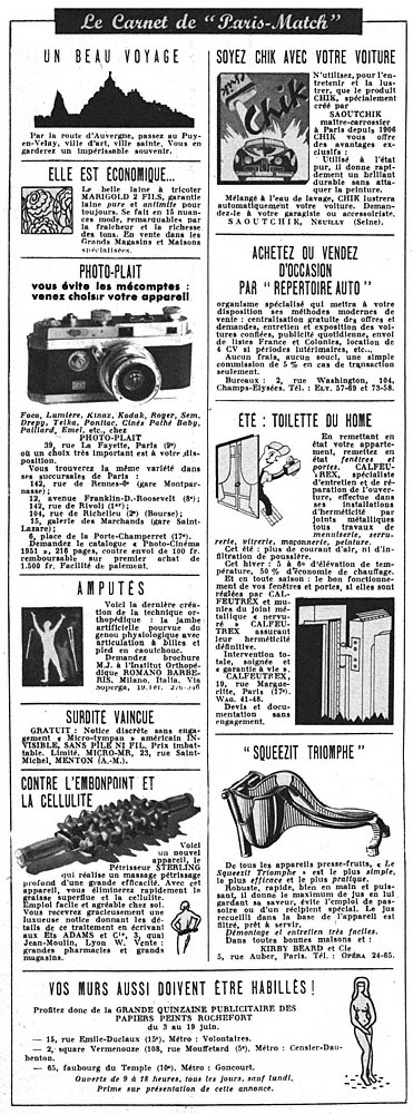 Publicité Carnets Match 1951