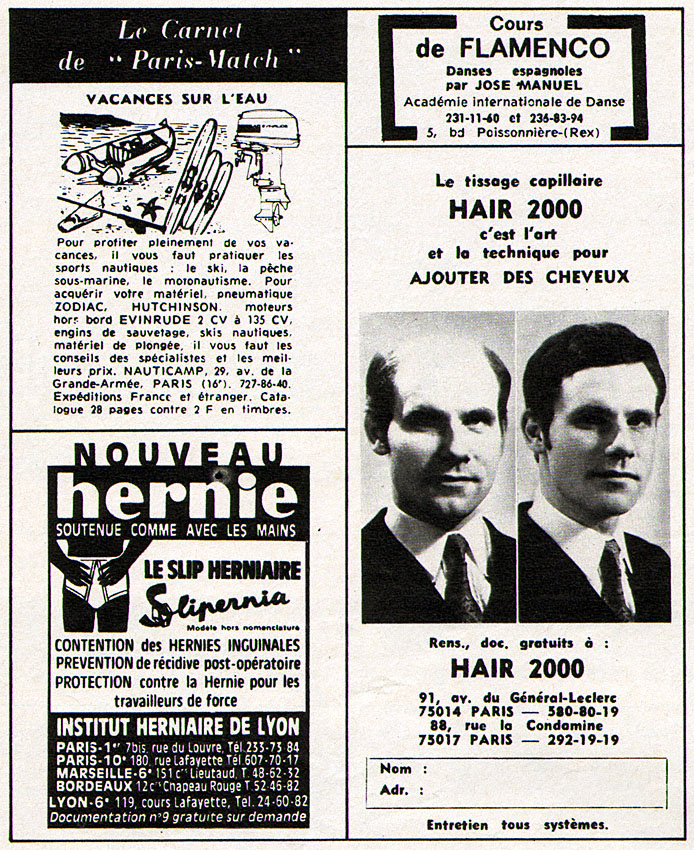 Publicité Carnets Match 1974