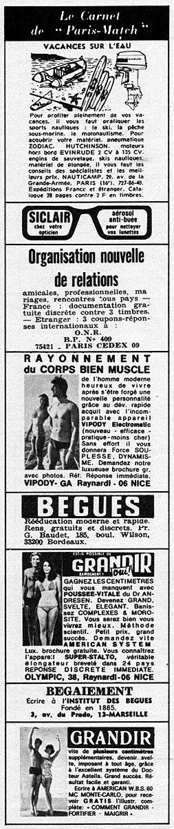 Publicité Carnets Match 1974
