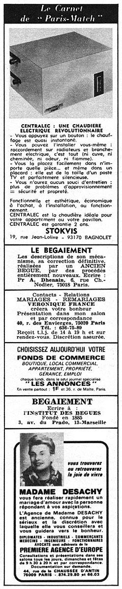 Publicité Carnets Match 1975