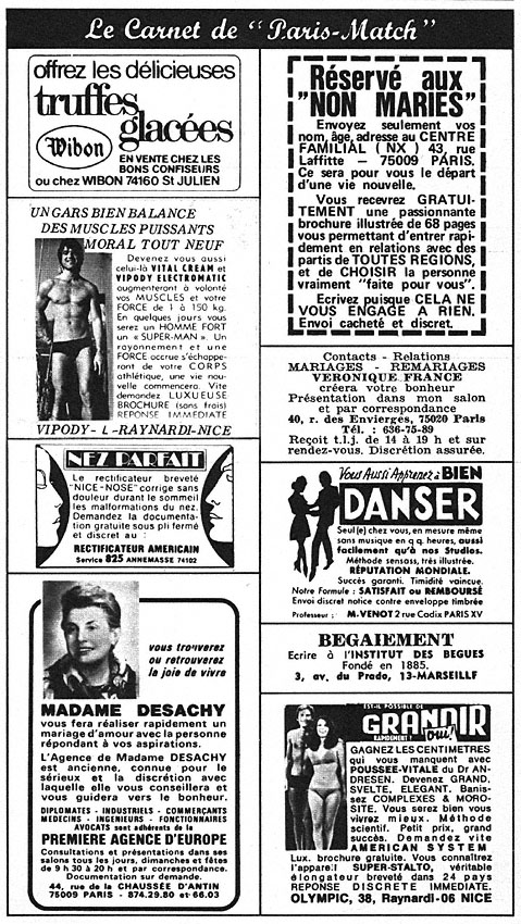 Publicité Carnets Match 1975