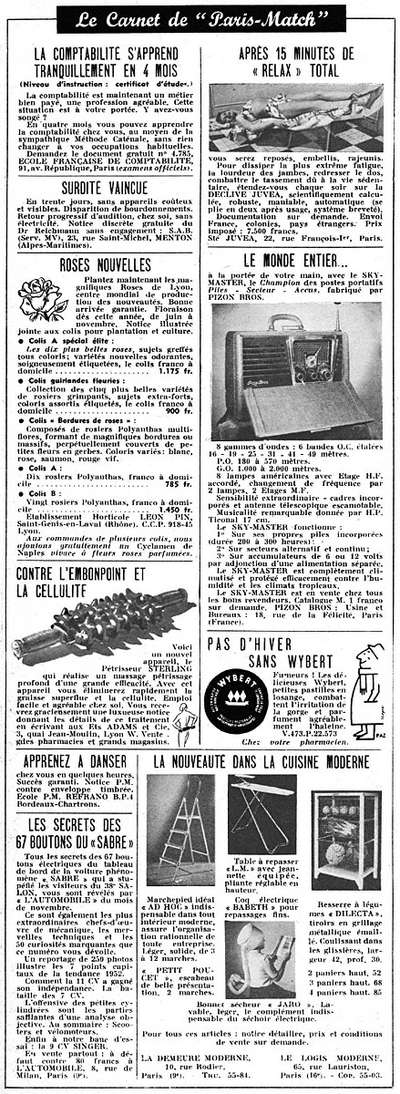 Publicité Carnets Match 1951