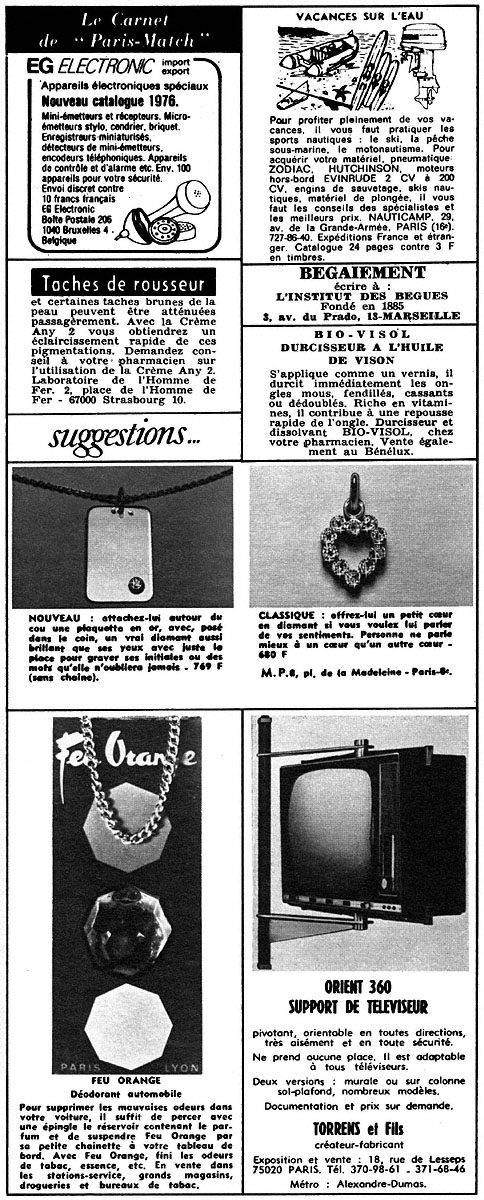 Publicité Carnets Match 1976