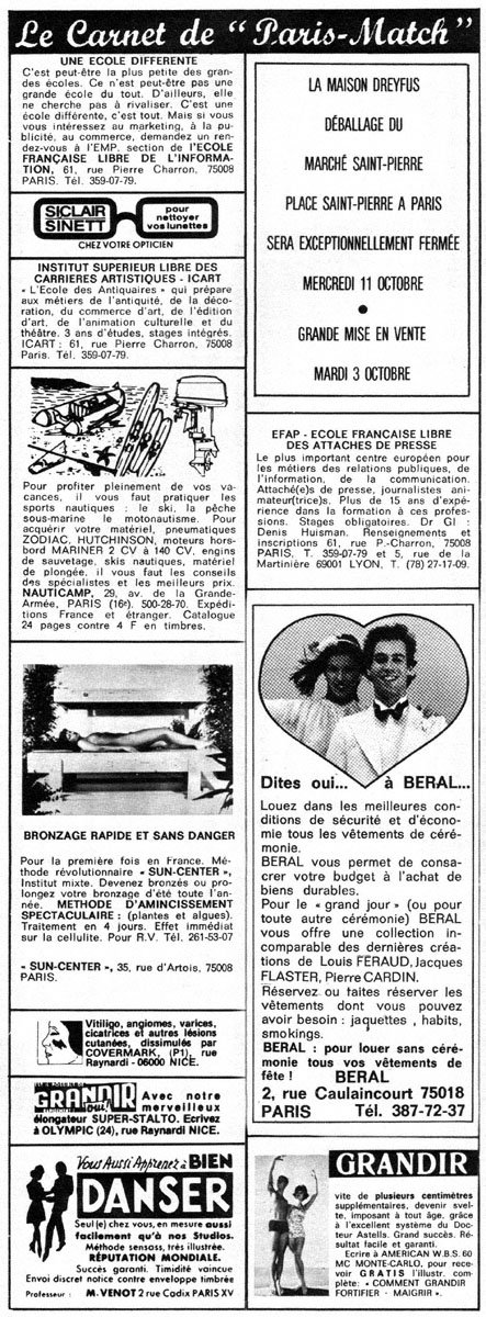 Publicité Carnets Match 1978