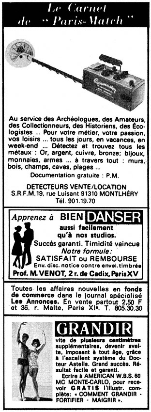 Publicité Carnets Match 1980