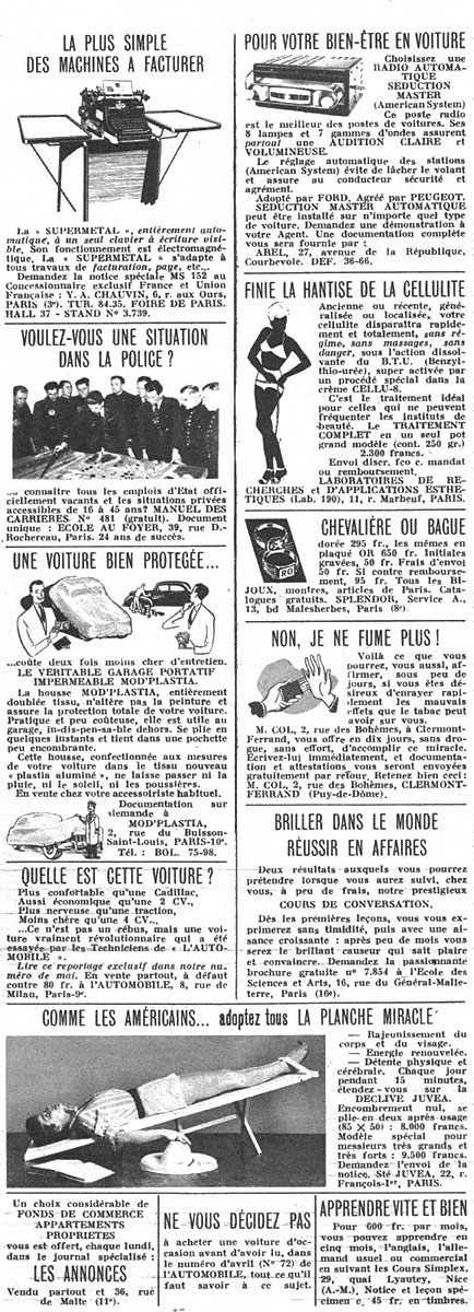 Publicité Carnets Match 1952