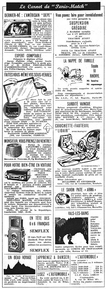 Publicité Carnets Match 1952