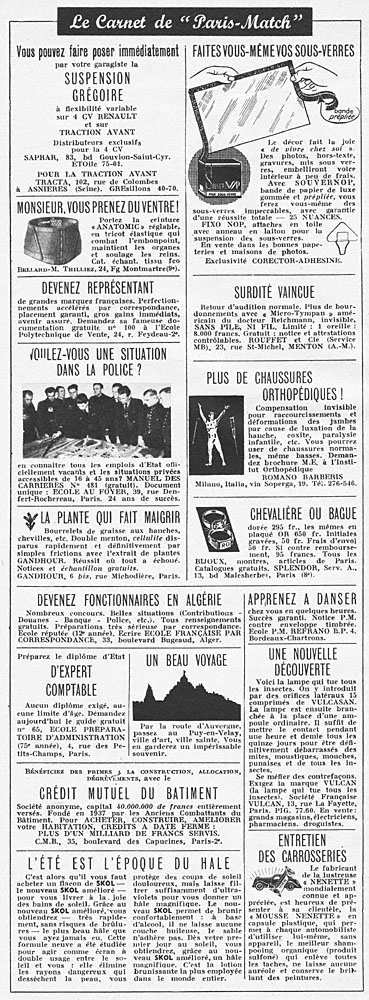Publicité Carnets Match 1952