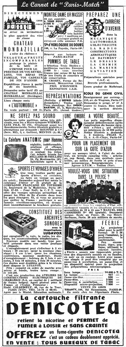 Publicité Carnets Match 1955