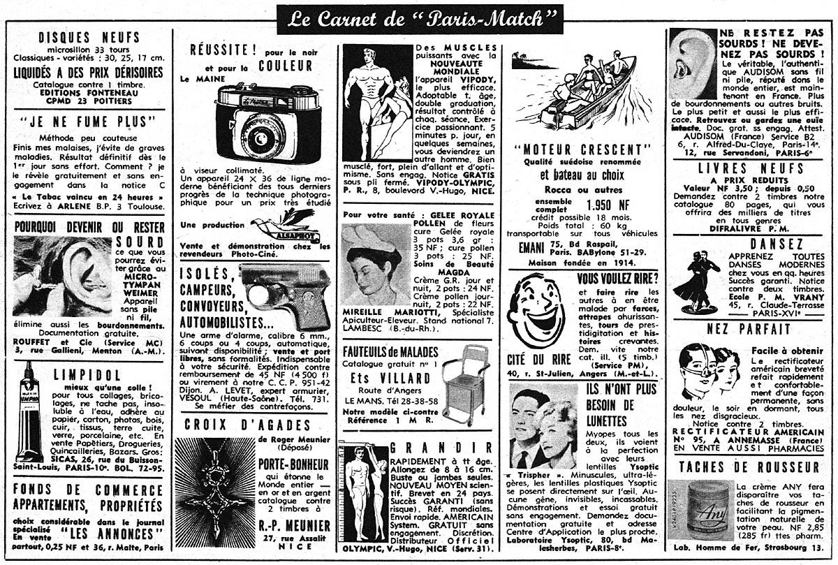 Publicité Carnets Match 1960