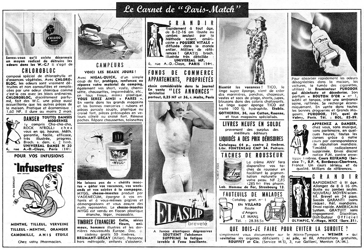 Publicité Carnets Match 1960