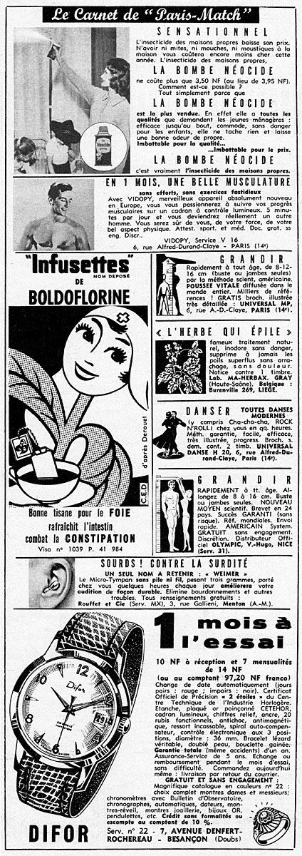 Publicité Carnets Match 1960