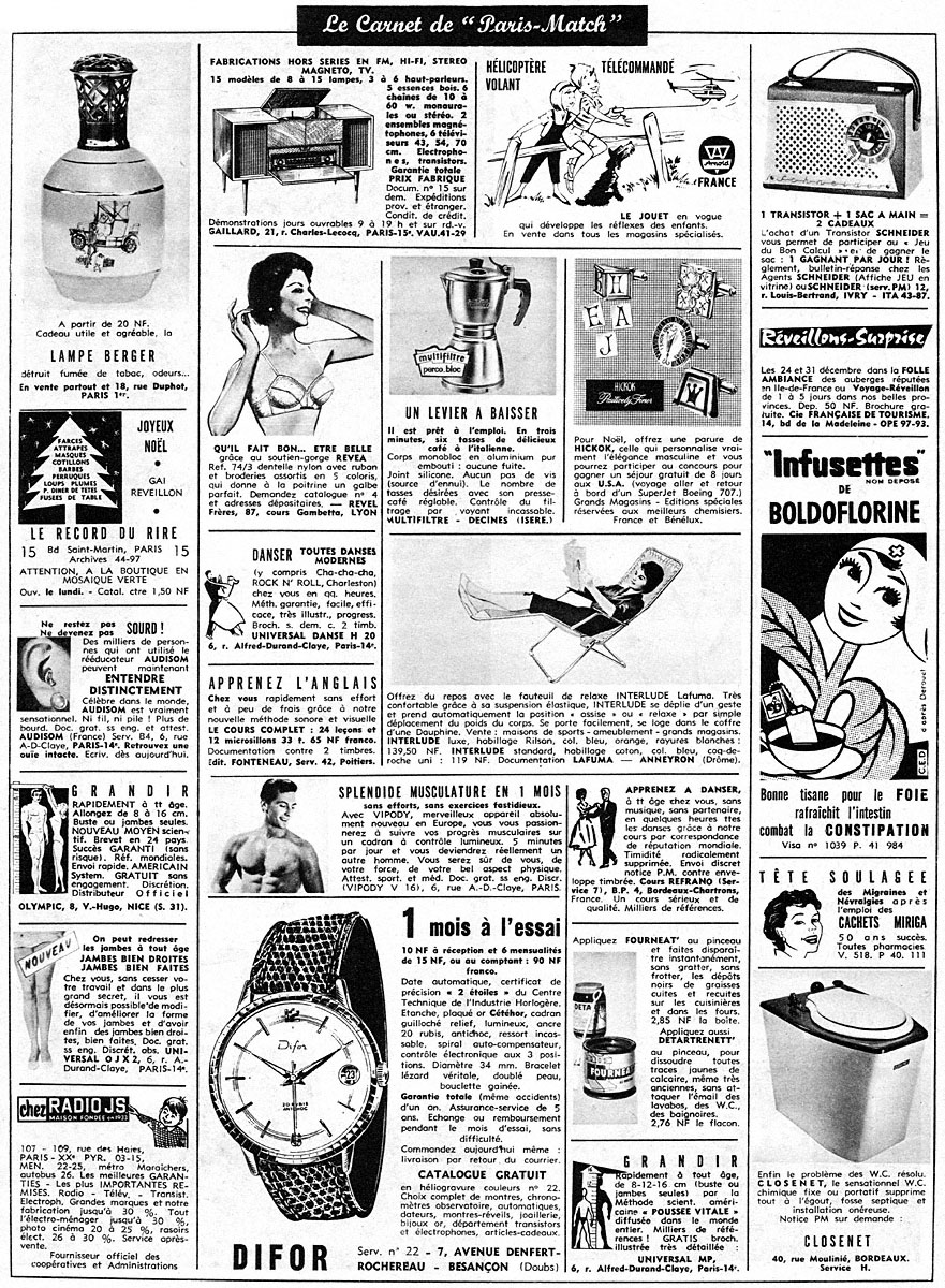 Publicité Carnets Match 1960