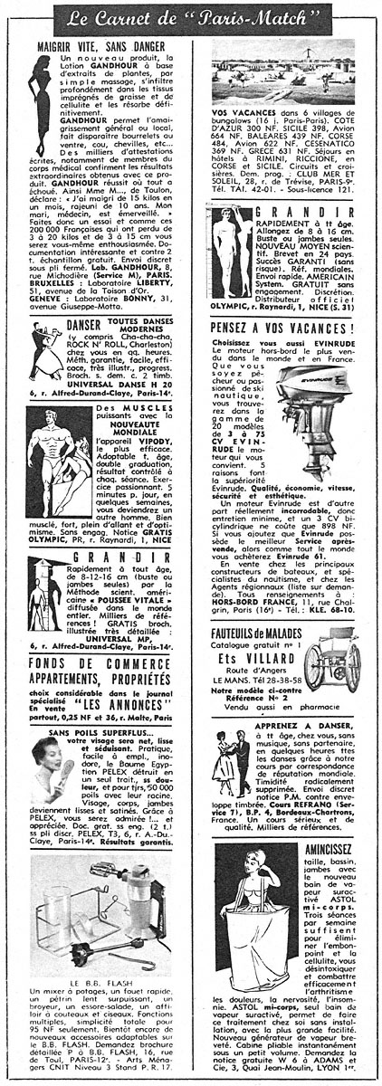 Publicité Carnets Match 1961