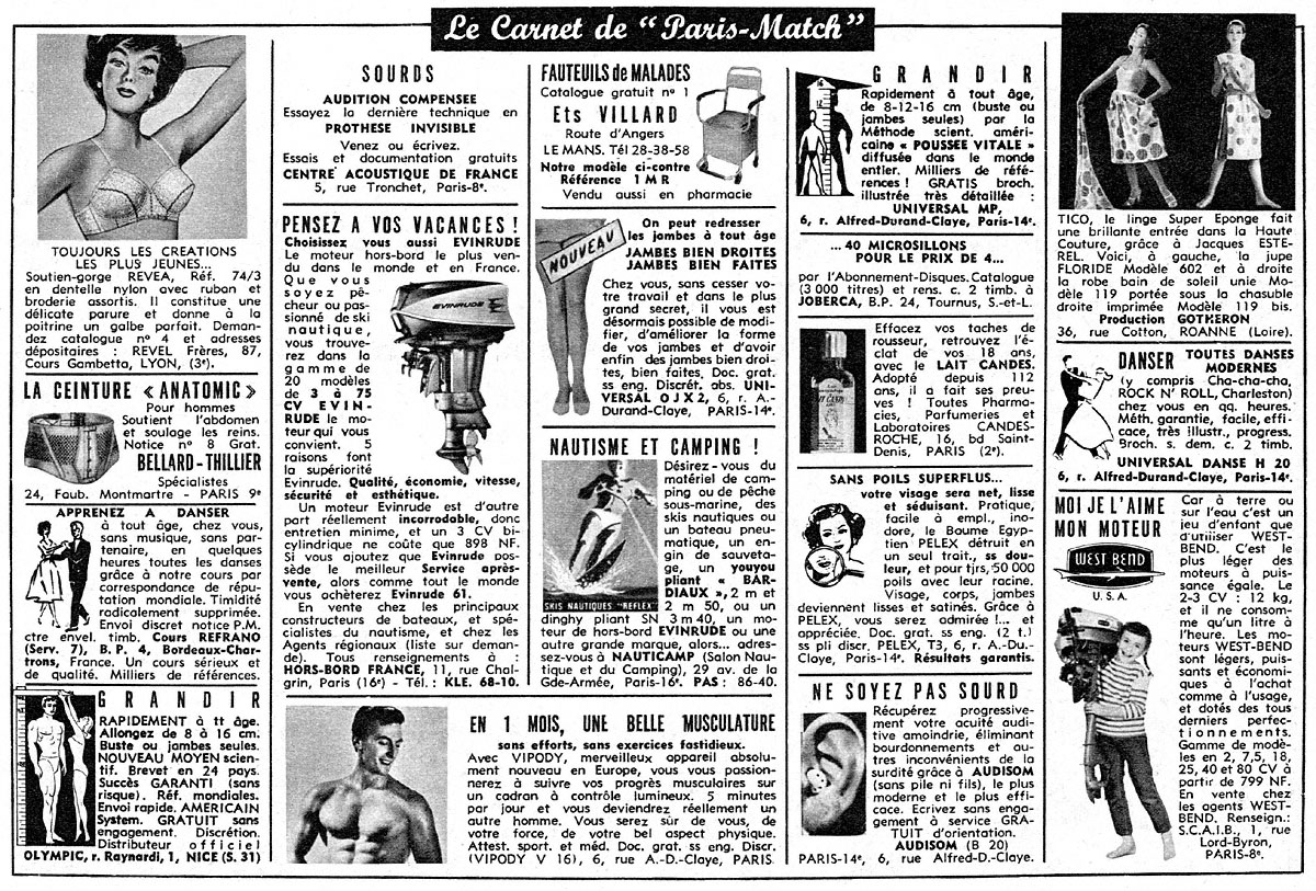 Publicité Carnets Match 1961