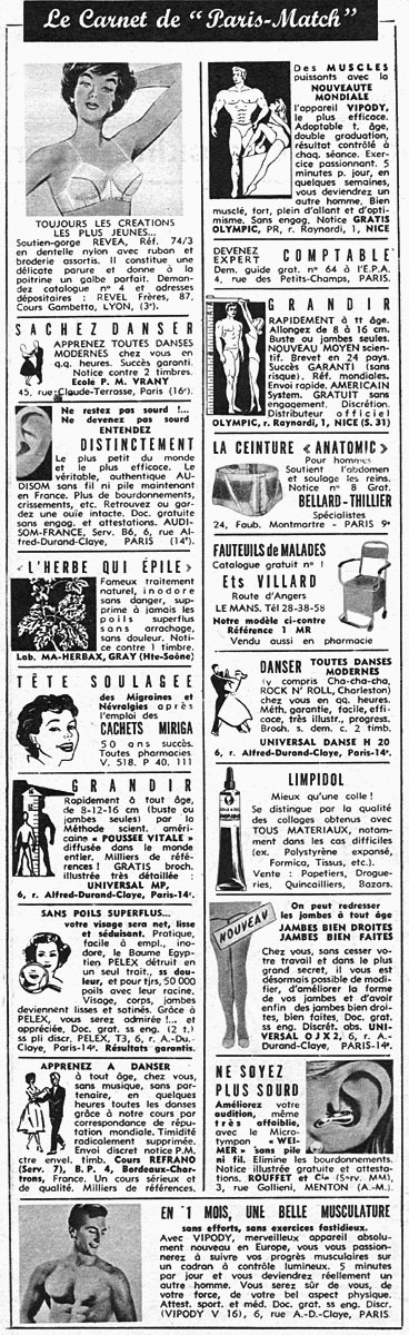 Publicité Carnets Match 1961