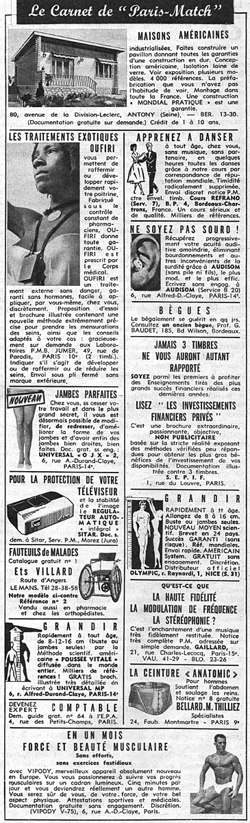 Publicité Carnets Match 1962