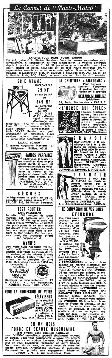 Publicité Carnets Match 1962