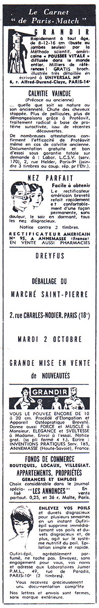 Publicité Carnets Match 1962