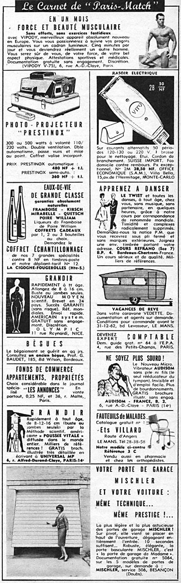 Publicité Carnets Match 1962