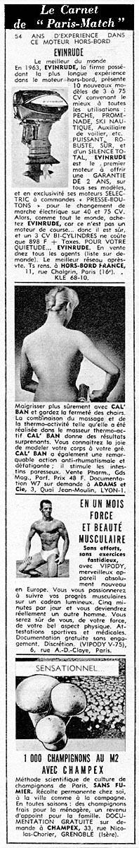 Publicité Carnets Match 1963