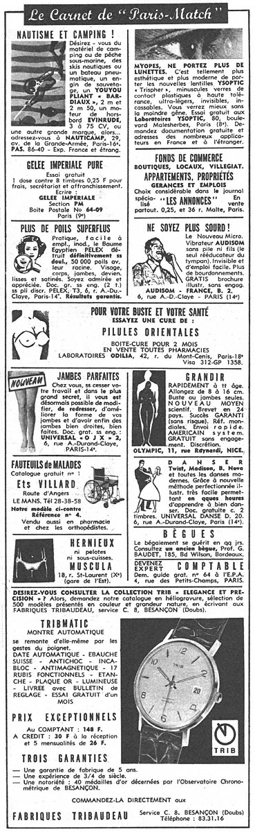 Publicité Carnets Match 1963