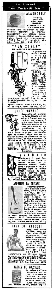 Publicité Carnets Match 1963